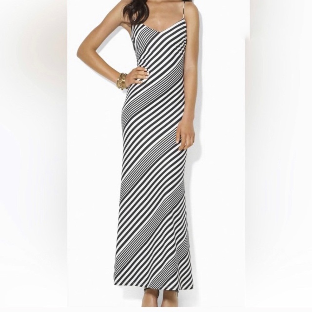 SOLD Lauren Ralph Lauren Diagonal Striped Maxi Dress